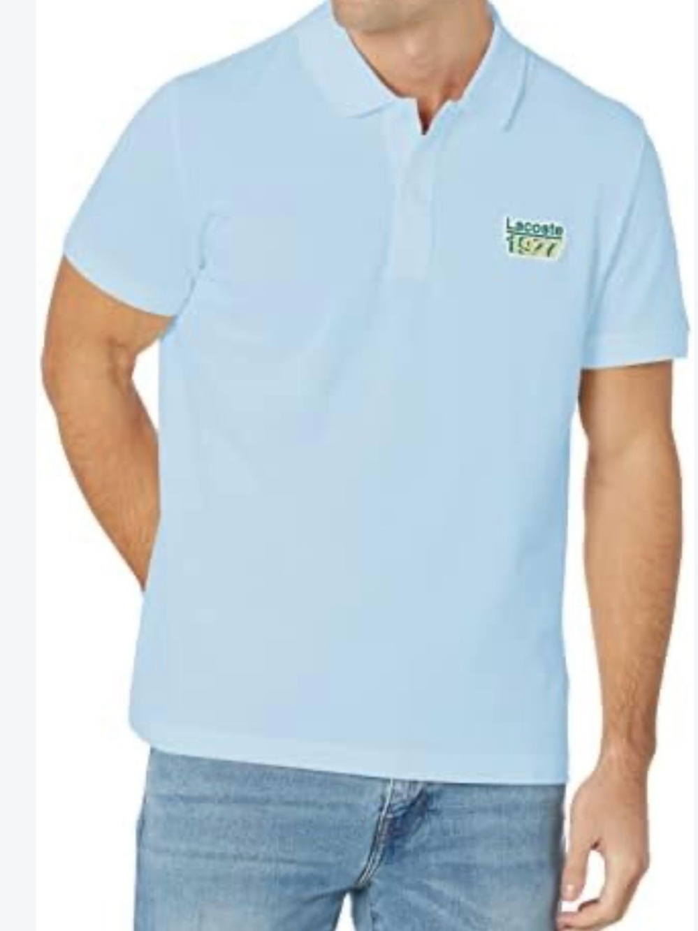 Lacoste Light Blue Short Sleeve Polo with Logo Patch size M